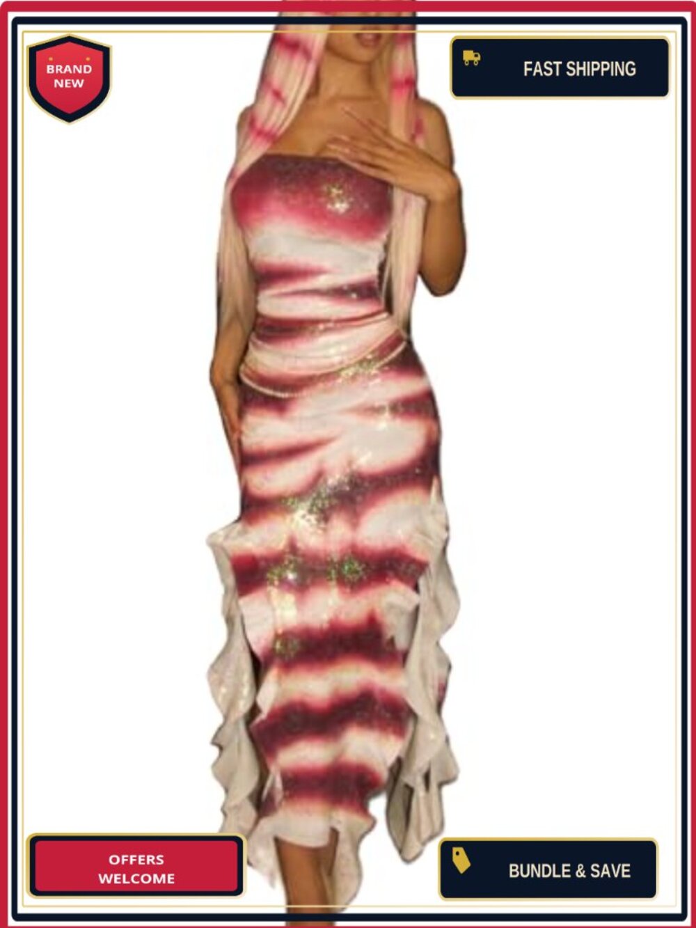 Shark Tale Lola Sequin Ruffle Tube Dress Halloween Costume
